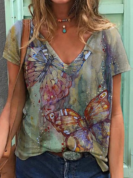 

Casual Butterfly Print T-Shirts, Winter Clearance