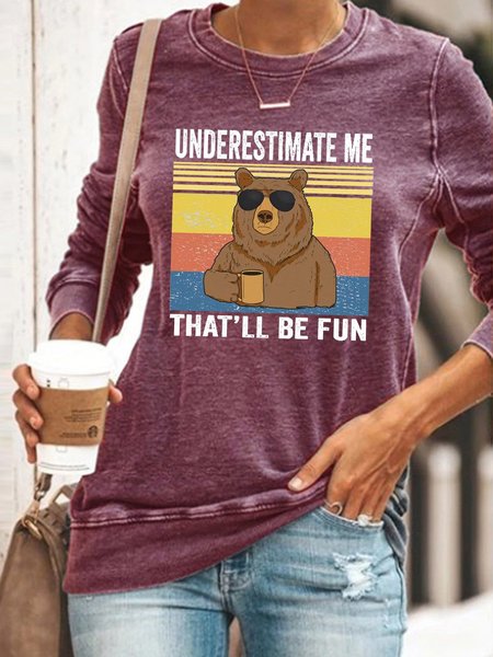 

Underestimate Me That'll Be Fun Cotton-Blend Shirts & Tops, Purple, Hoodies&Sweatshirts