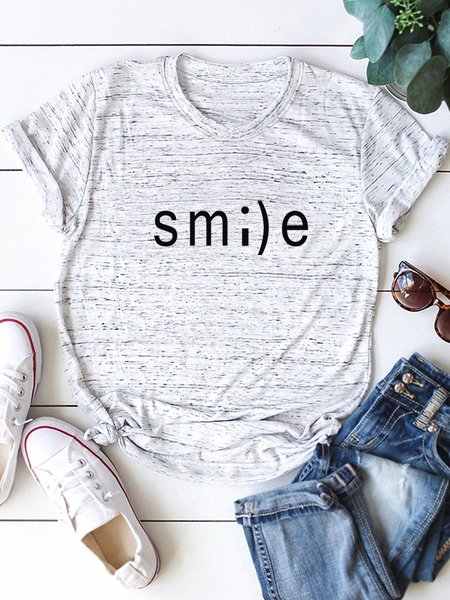 

SMLE :) Graphic Tee, White-gray, T-shirts