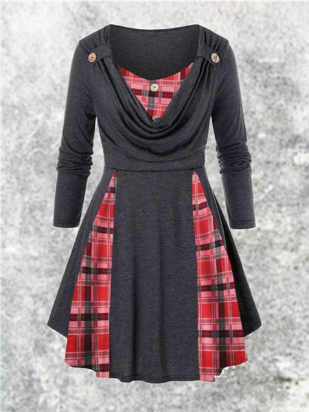 

Vintage Long Sleeve Weaving Dress, Gray, Dresses