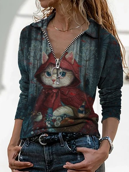 

Top Maniche Lunghe Casuale Dritto Animale, Come immagine, Tops
