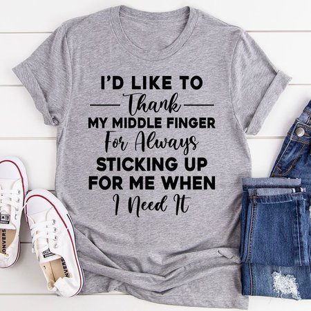 

I'd Like To Thank My Middle Finger T-Shirt, Gray, Tees & T-shirts