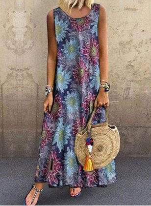 

Printed Boho Crew Neck Weaving Dress, Purple, Floral Dresses