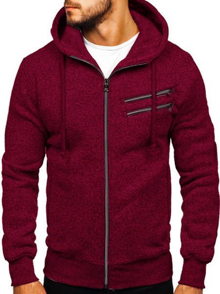 

Casual Hoodie Sweatshirt, Wine red, Outwear