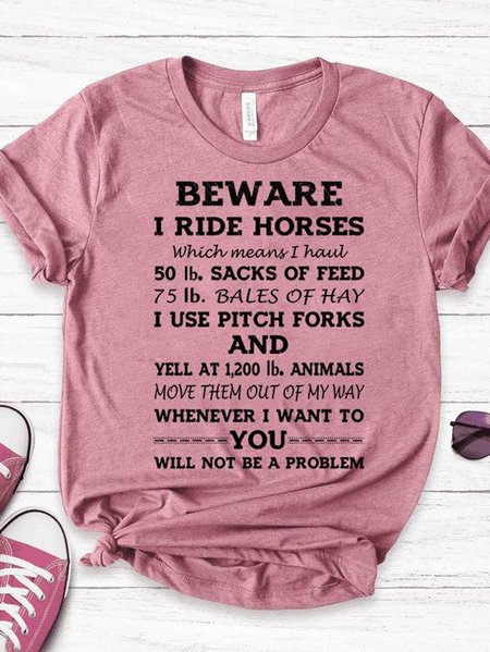 Beware I ride Horses Country Girl Shirt, Brick red, T-shirts
