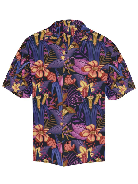 

Men's Shirt Collar Floral Printed Shirts, Purple, Men's Floral shirt