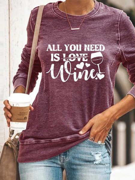 

Wine Glass Graphic Sweatshirt, Purple, Hoodies&Sweatshirts