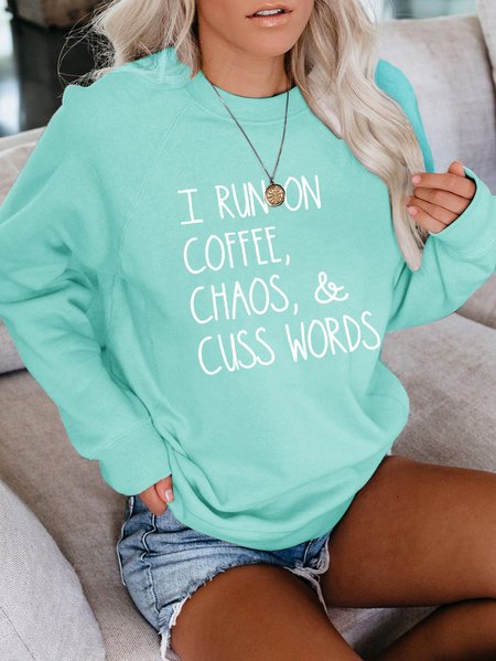 

Letter Casual Long Sleeve O-Neck Sweatshirt, Green, Hoodies&Sweatshirts