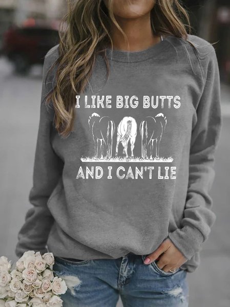 

I Like Big Butts And I Can't Lie Horse Sweatshirt, Gray, Hoodies&Sweatshirts