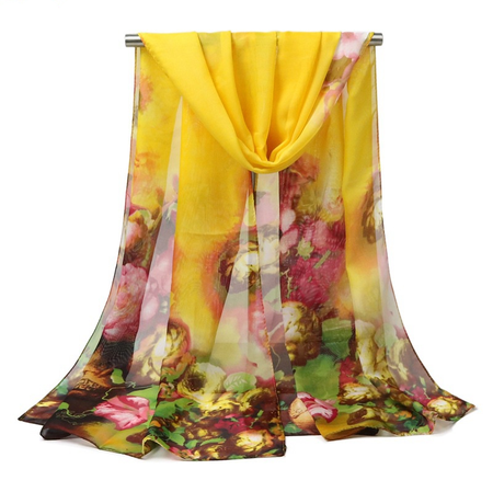 

Holiday Casual Printed Scarf, Yellow, Scarves