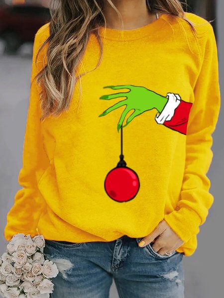 

Top Nuovo Donna Chic Vintage Casuale Vacanza Natale Dritto Maniche Lunghe Felpa, Giallo, Hoodies & Sweatshirts