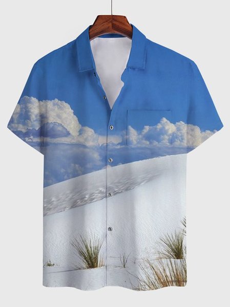 

Square Neck Cotton-Blend Abstract Shirts & Tops, Blue, Winter Clearance