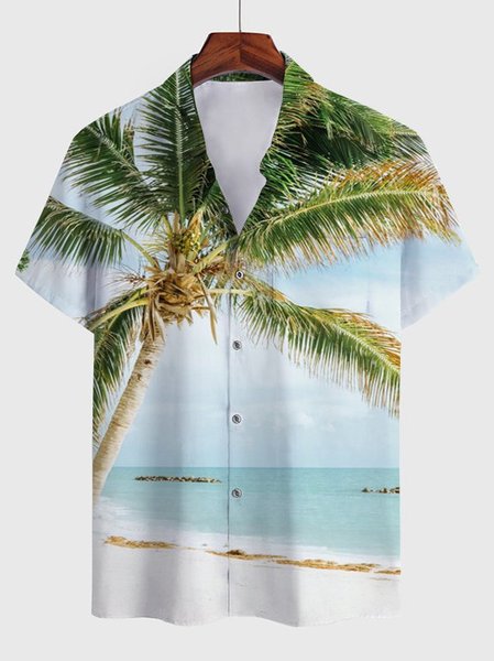 

Abstract Vintage Cotton-Blend Shirts & Tops, Blue, Men's Floral shirt
