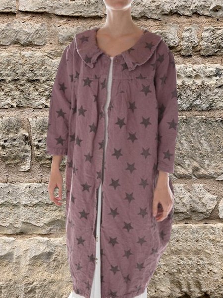 

Printed Star Holiday Shawl Collar Jacket, Purple, Coats