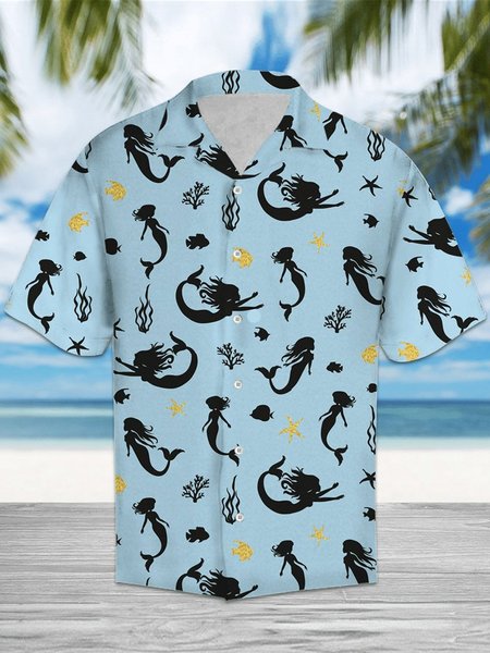 

Casual Abstract Shirts, Blue, Men