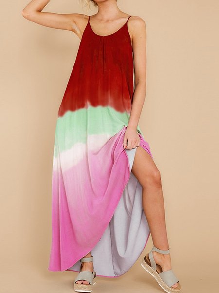 

Gradient Holiday Crew Neck Dress, Red, Maxi Dresses