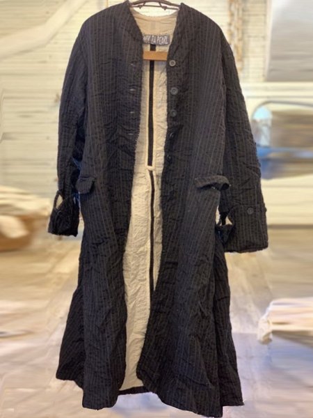 

Long Sleeve Stripes V Neck Vintage Trench Coat, Black, Auto-clearance