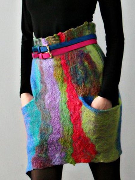 

New Free Women Fashion Plus Size Holiday Casual Vintage Skirts, Multicolor, Skirts