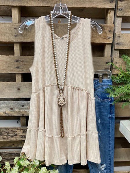 

Casual Sleeveless Shirts & Tops, White, Tops