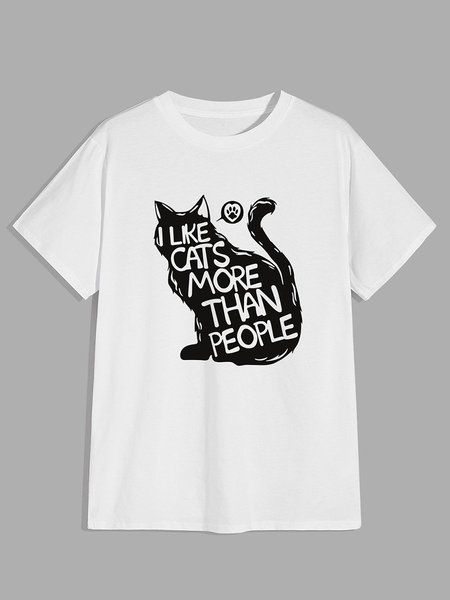 

I Like Cats More Than People Men's Graphic Tee, White, T-shirts