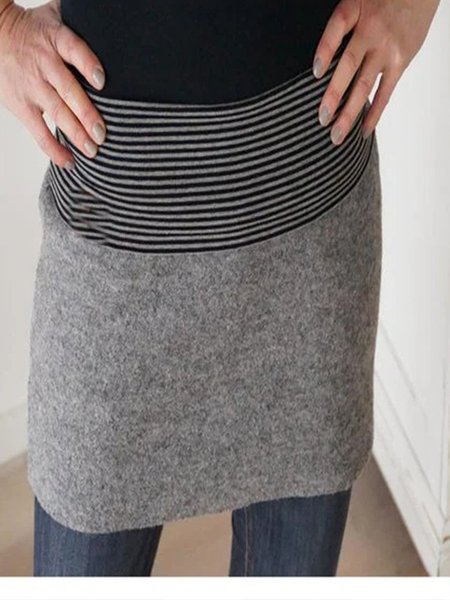 Light Gray Cotton-Blend Casual Skirt, Skirts
