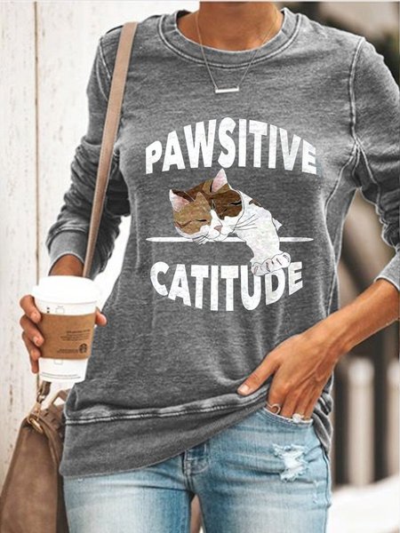 

Pawsitive Catitude Women's sweatshirt, Gray, Hoodies&Sweatshirts