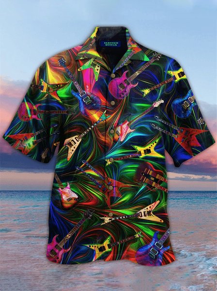 

Shirt Collar Casual Shirts & Tops, Blue, Men's Floral shirt