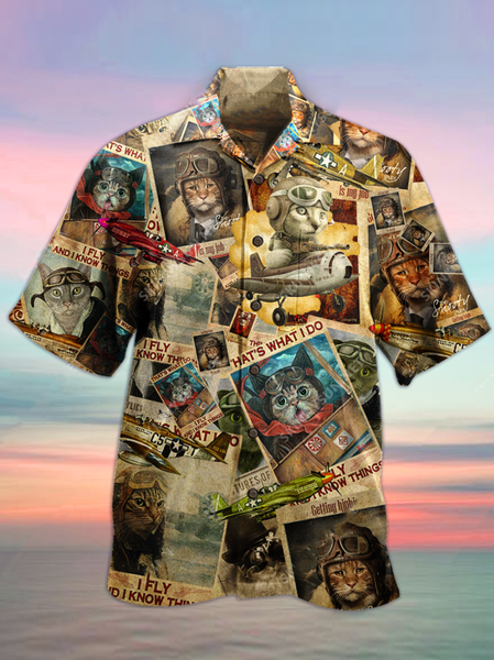 

Printed Shirt Collar Shirts, Color, Men