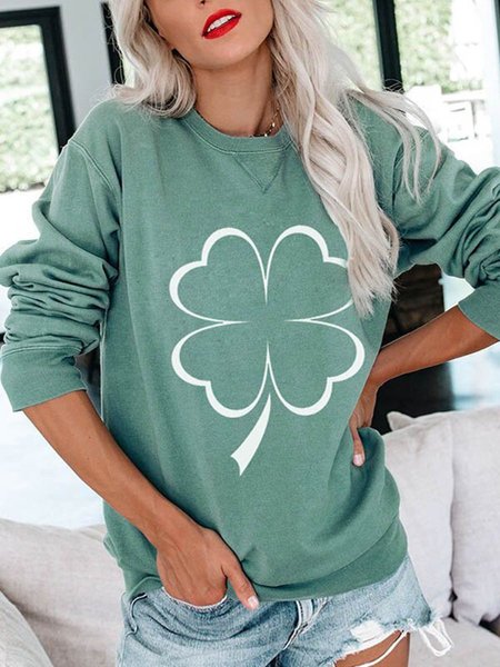 

Lucky Four-leaf Clover Graphic Casual Sweatshirt, Hoodies & Sweatshirts