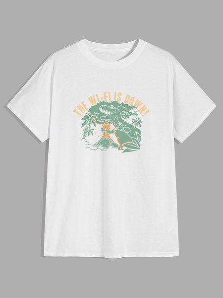 

The WI-FI Down Dinosaur Man Graphic Tee, White, T-shirts
