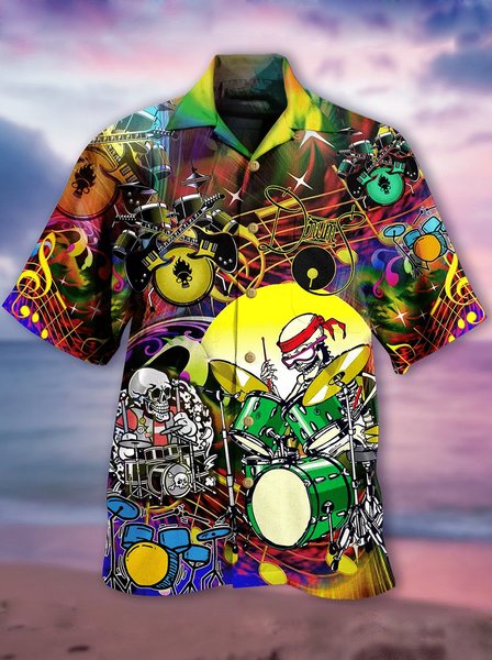 

Printed Vintage Shirt Collar Shirts, Multicolor, Men's Floral shirt