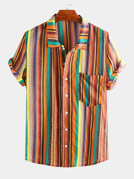 

Men's Printed Shirt Collar Basic Shirts, Orange, Winter Clearance