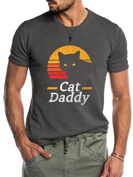 

Cat Daddy Vintage Eighties Style Cat Retro Distressed T-Shirt, Deep gray, T-shirts