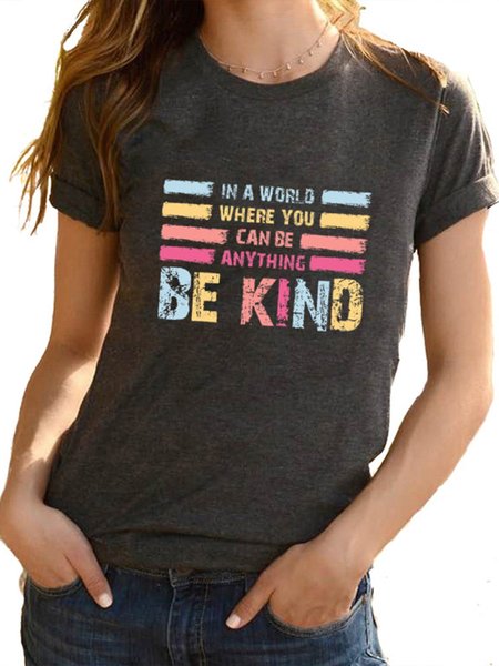 

Casual Crew Neck Short Sleeve Top, Purple, Tees