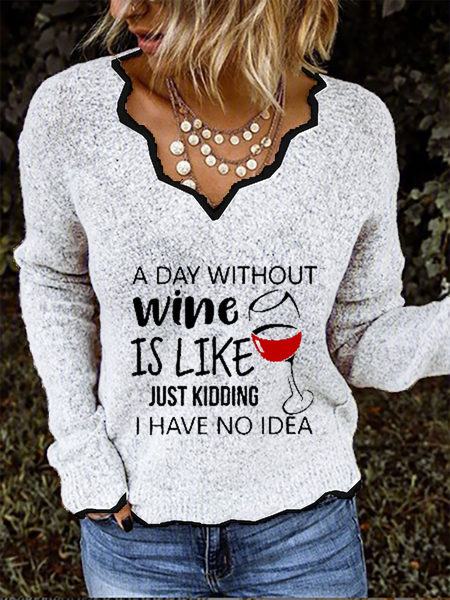 

Camicie & Top Maniche Lunghe Lettera Scollo a V Casuale, Bianco, Sweater