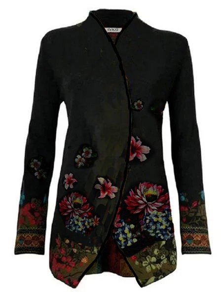 

Giubbotto Casuale Stampato, Nero, Outerwear