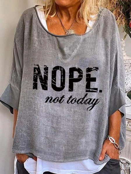 

Half Sleeve Vintage Crew Neck Tops, Gray, Tops