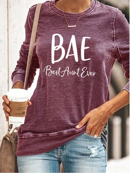 

BAE Best Aunt Ever Women's Long Sleeve Sweatshirt, Purple, Hoodies & Sweatshirts