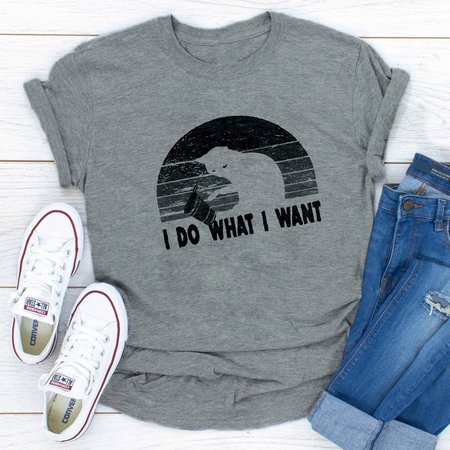 

I Do What I Want Cat T-shirt, Gray, Tees & T-shirts