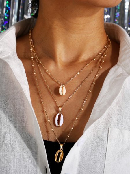 

Geometric Shell Pendant Necklaces, As picture, Necklaces
