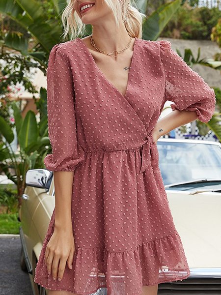 

Jacquard Solid Dress, Pink, Mini Dresses