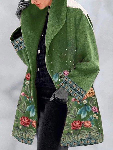 

Giubbotto Stampato Floreale Casuale, Verde, Outerwear