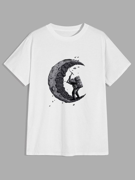

Astronaut Exploring The Moon Men's Graphic Tee, White, T-shirts