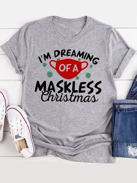 

I'm Dreaming Of A Maskless Christmas Women's T-shirt, Gray, T-shirts
