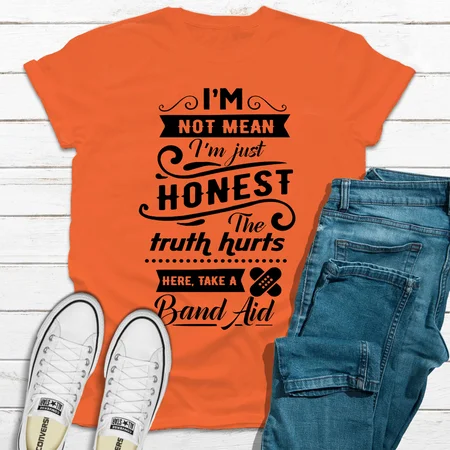 I'm Not Mean Women's T-shirt, Orange, T-shirts