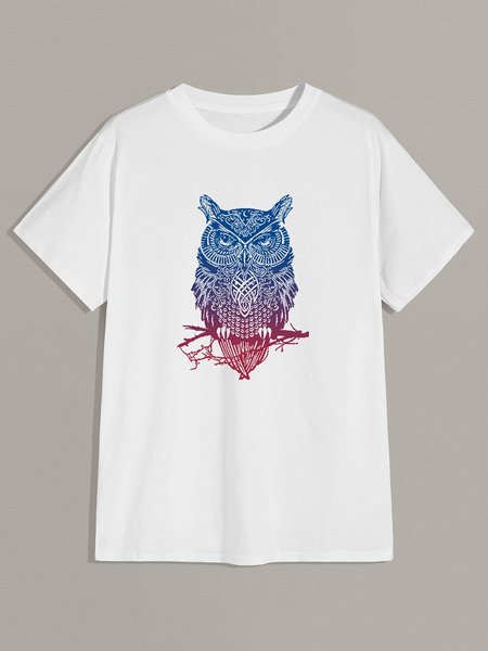 

Gradient Owl Men Graphic Tee, White, T-shirts