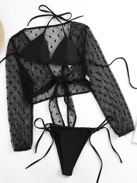 Three-piece Black Sexy Bikini Swimsuit, Swimwear