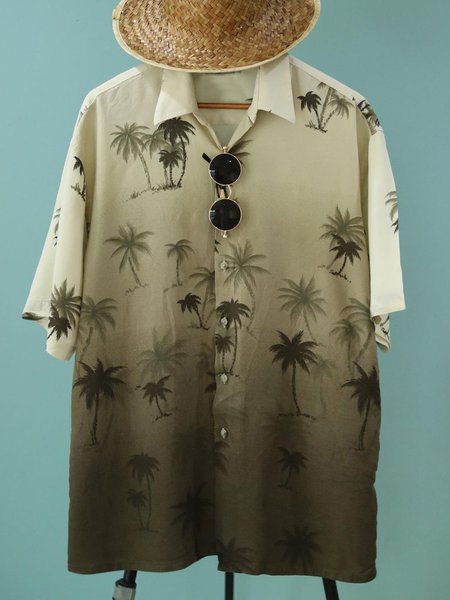 

Shirt Collar Coconut Tree Shirts, Army green, Men