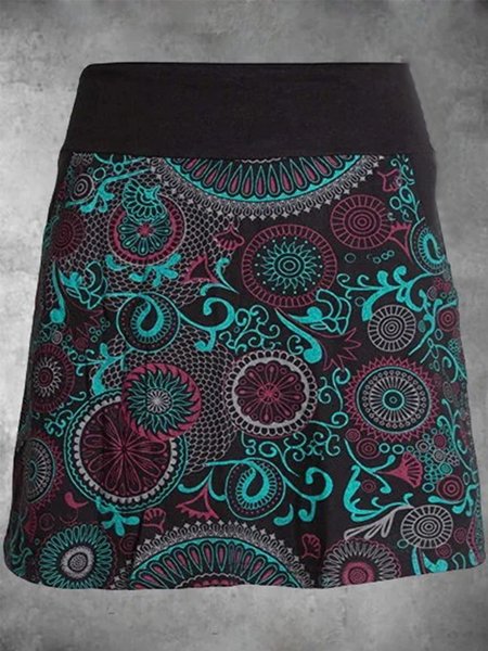 

Cotton Blends Floral Loosen Skirts, Multicolor, Skirts