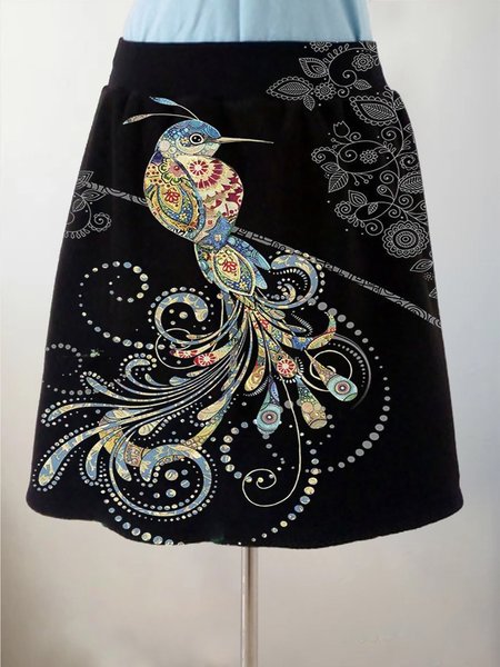 

Floral Casual Skirts, Black, Skirts